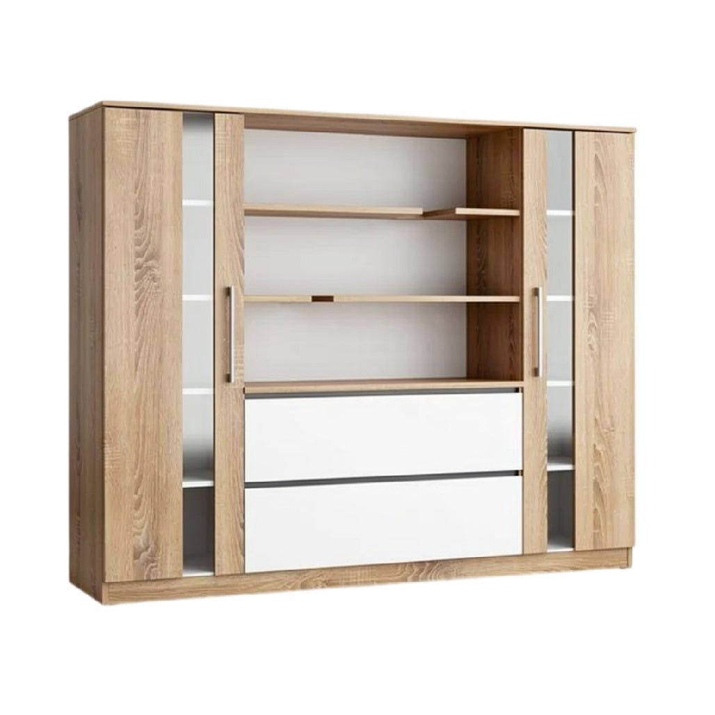 **Moderne Tv-Kast met Glazen Deuren en Lades**