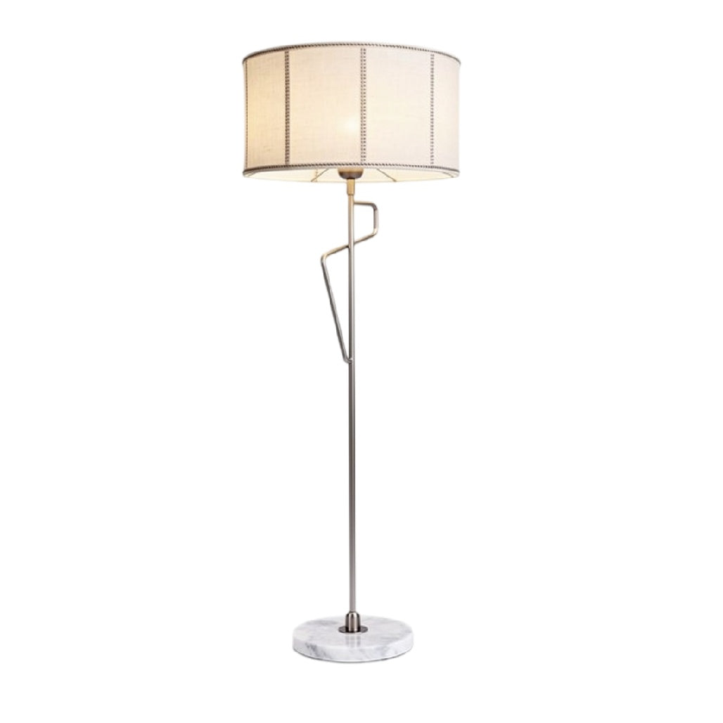 **Stijlvolle Vloerlamp met Marmeren Basis en Stofscherm**